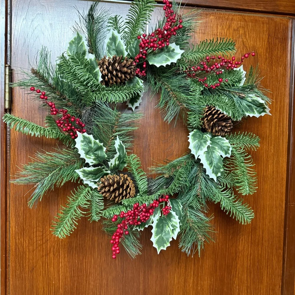 Ashland Green and Red Pinecone Holiday Wreath